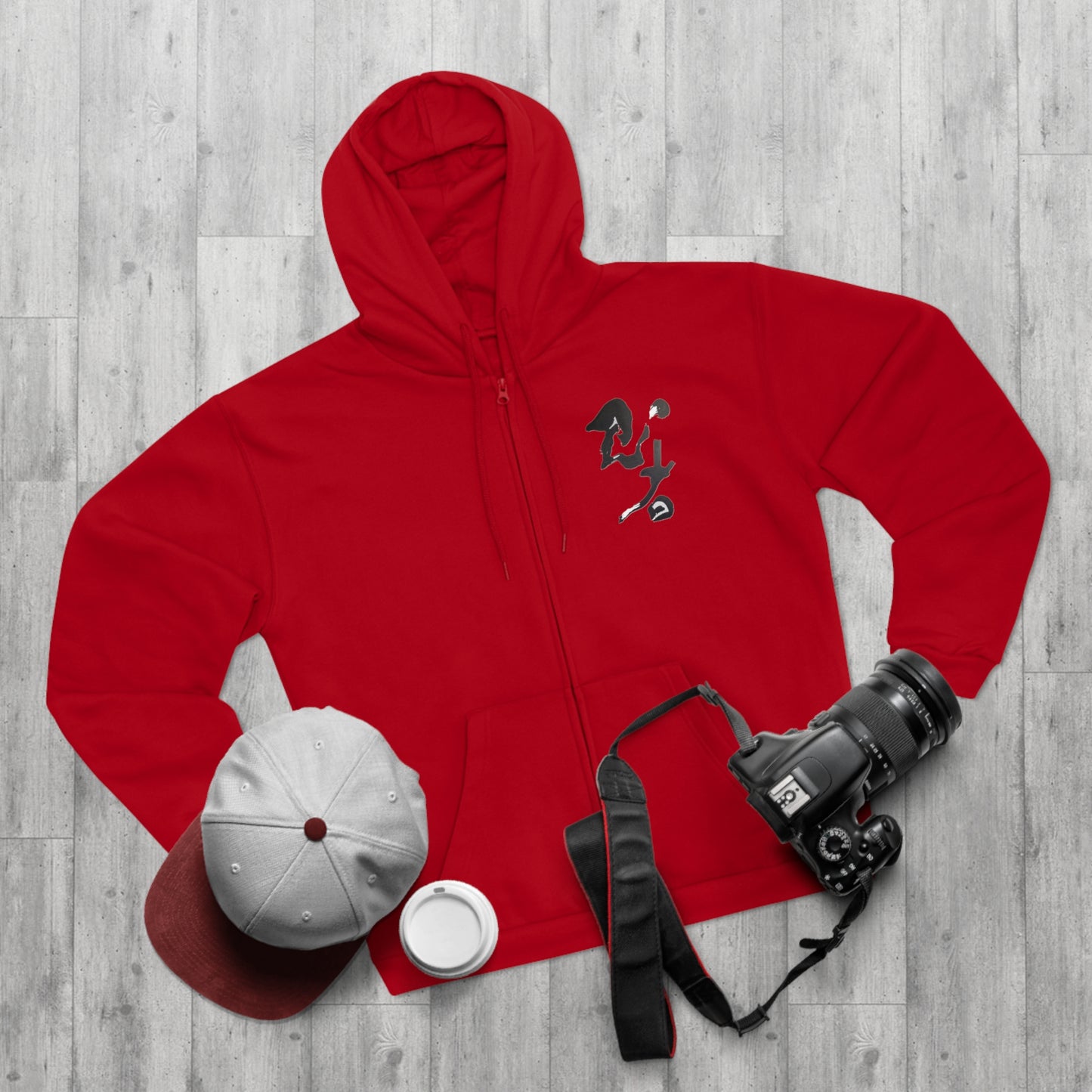 Unisex Zip-Up Hoodie w/Japanese 'Ninja' kanji, by TokyoBill