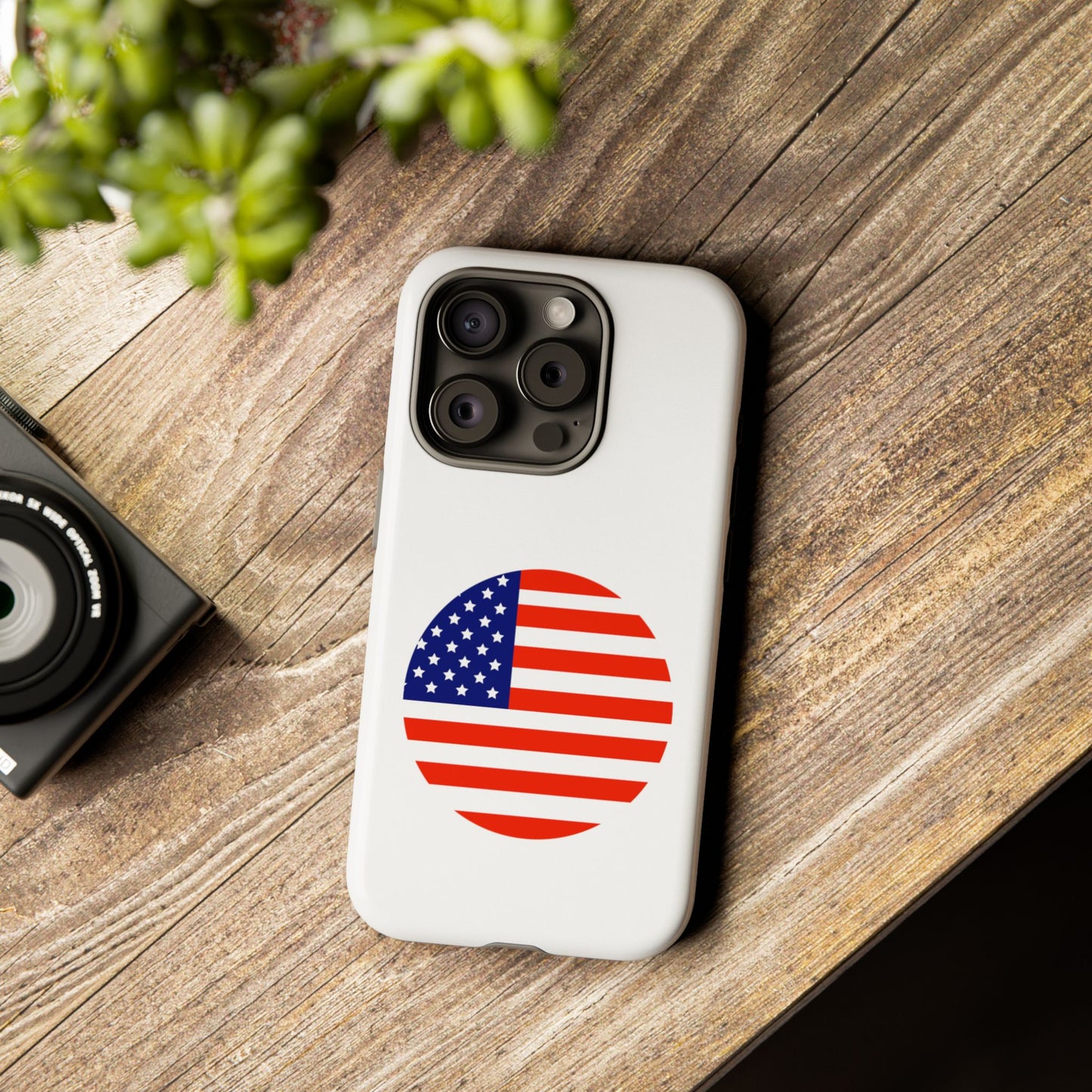 Circular USA Flag iPhone Case (Tough Case model series 15) by TokyoBill