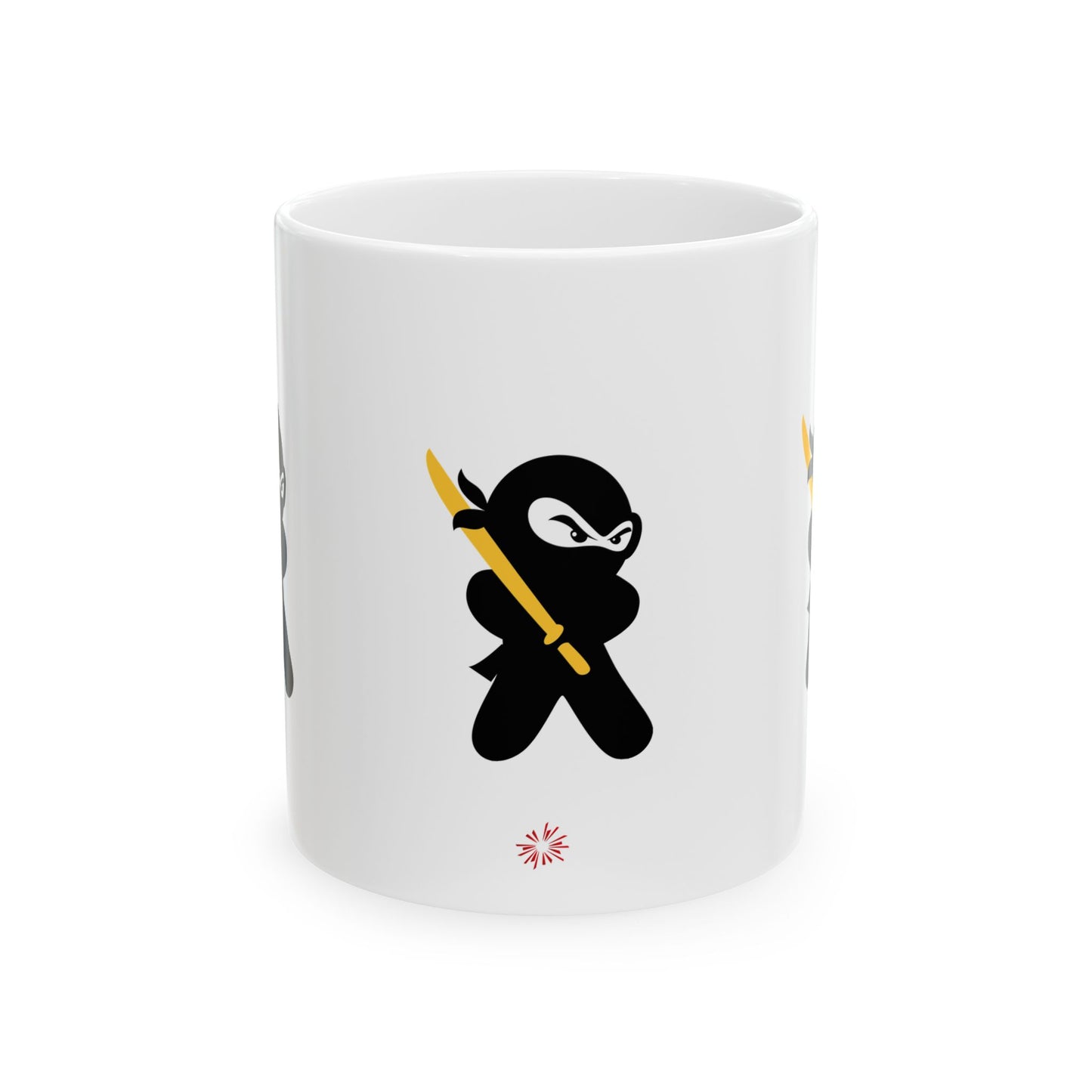 White Ceramic Coffee/Tea Mug (11 oz) with Ninjas, by TokyoBill