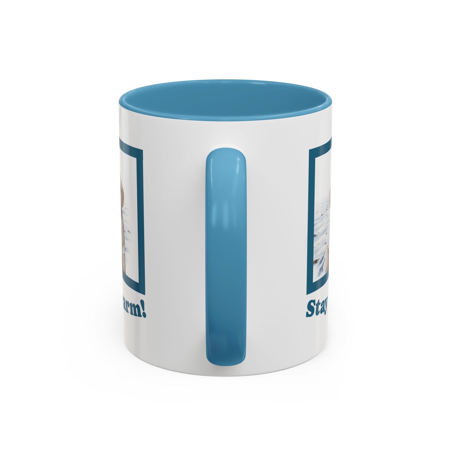 Two-tone Accent 11 oz Coffee Mug w/ Mini White Poodle Sweater Dog, by TokyoBill