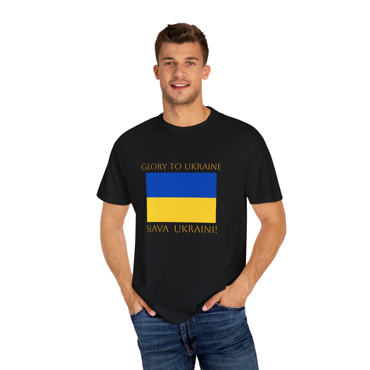 "Glory to Ukraine" Unisex Garment-Dyed T-shirt, Ukraine Support Tee by TokyoBill