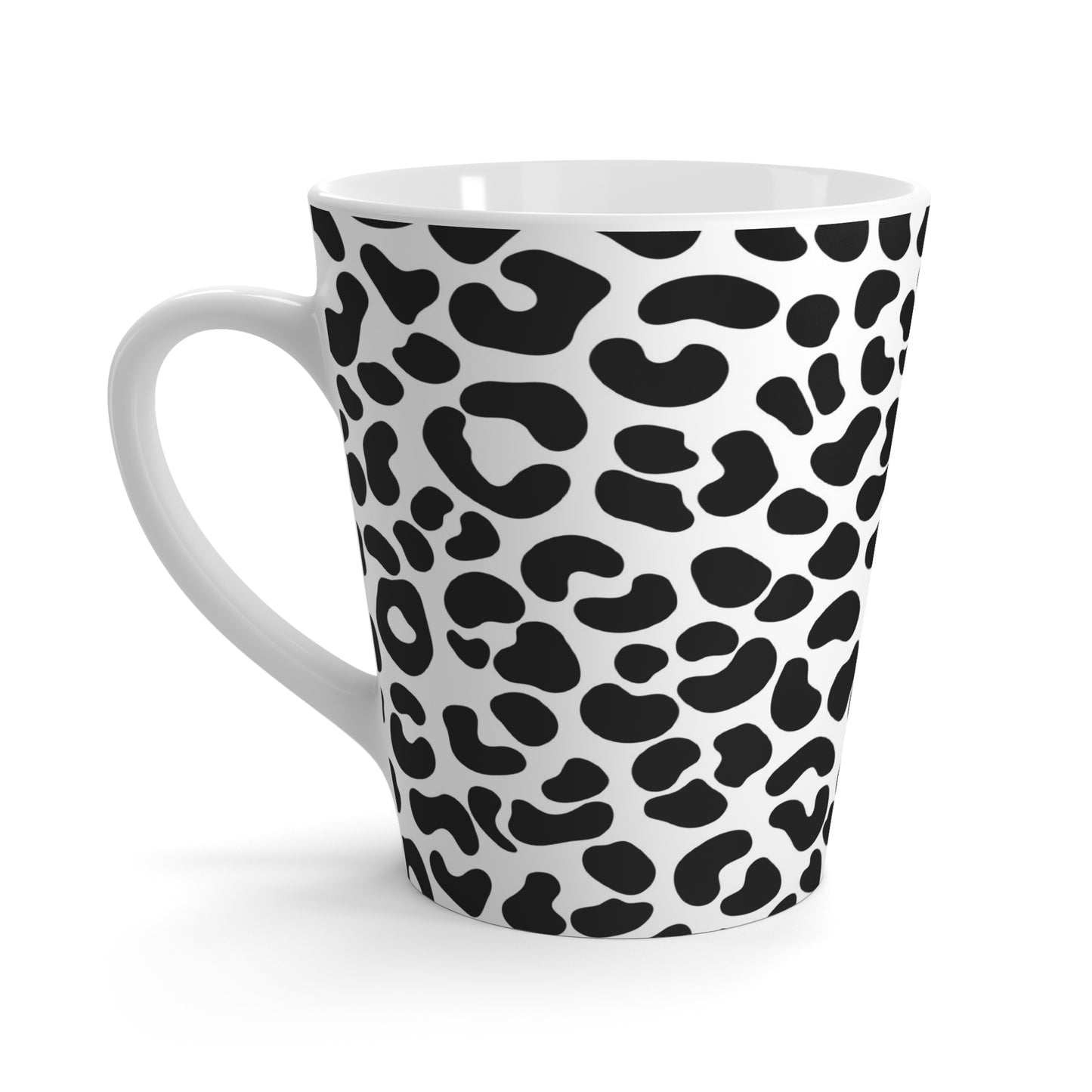 White Leopard Print Latte Mug - Ideal for Tea Lovers, by TokyoBill