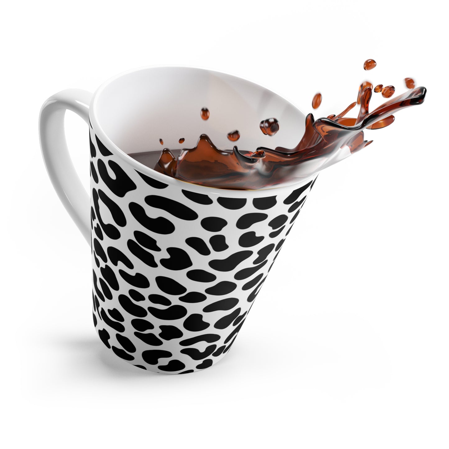 White Leopard Print Latte Mug - Ideal for Tea Lovers, by TokyoBill
