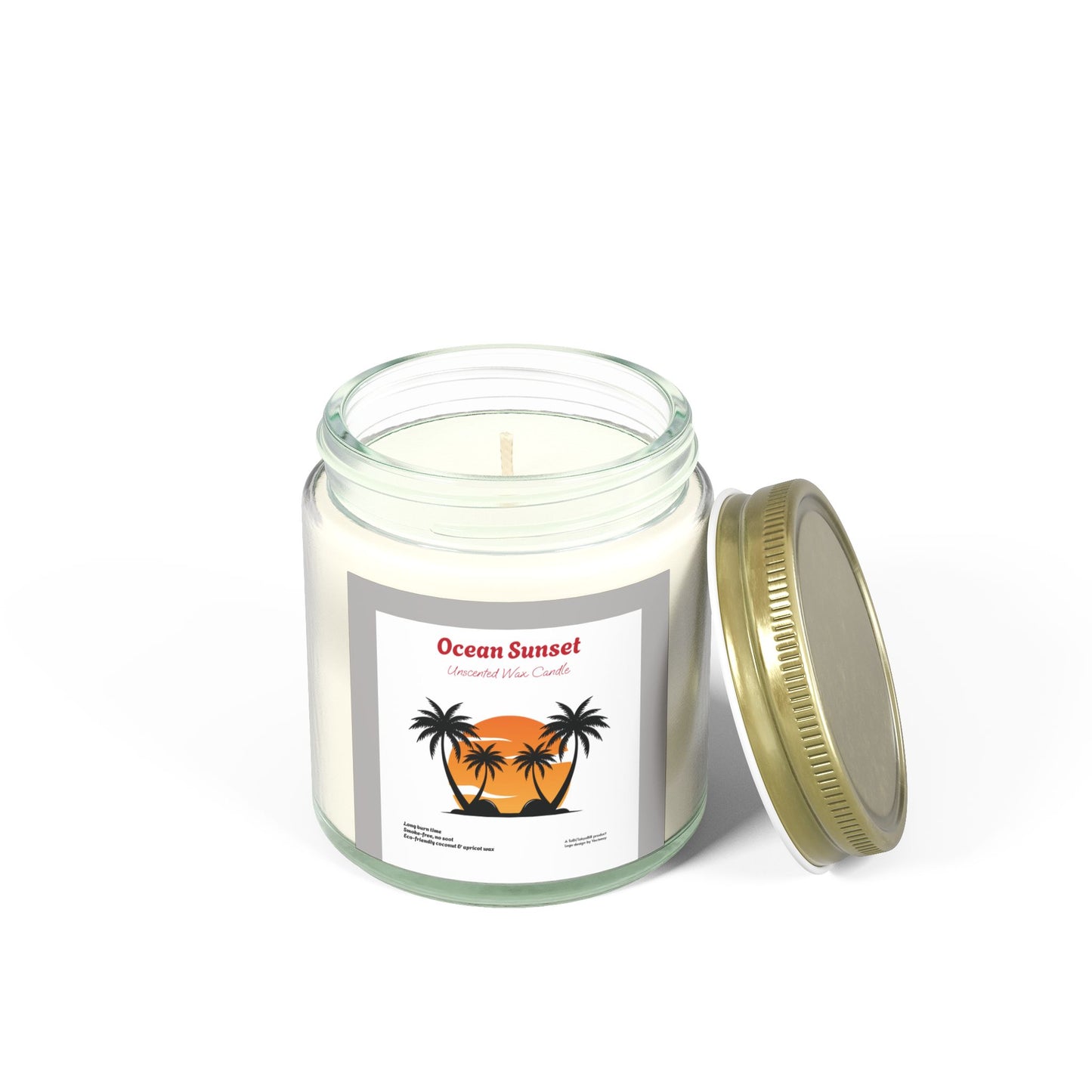 Ocean Sunset Unscented long-burn wax candles (4oz, 9oz), by TokyoBill
