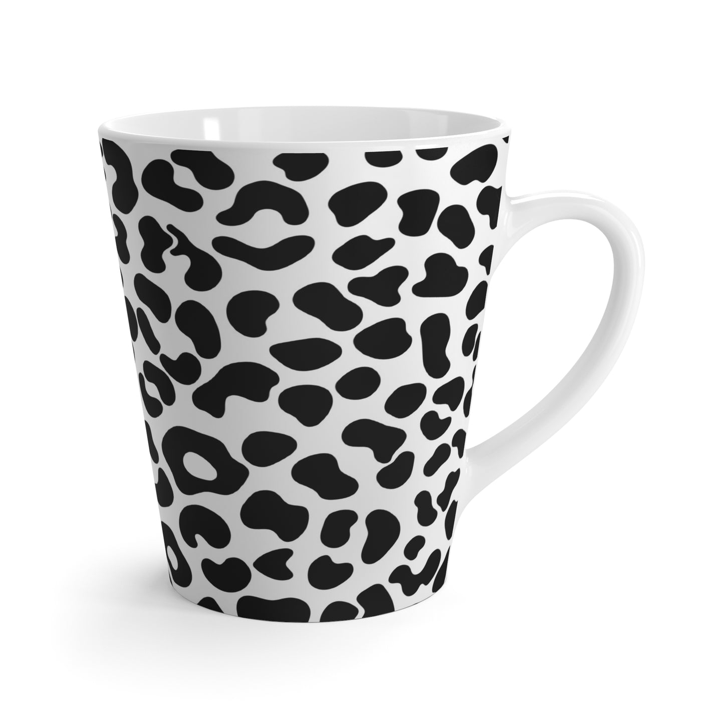 White Leopard Print Latte Mug - Ideal for Tea Lovers, by TokyoBill