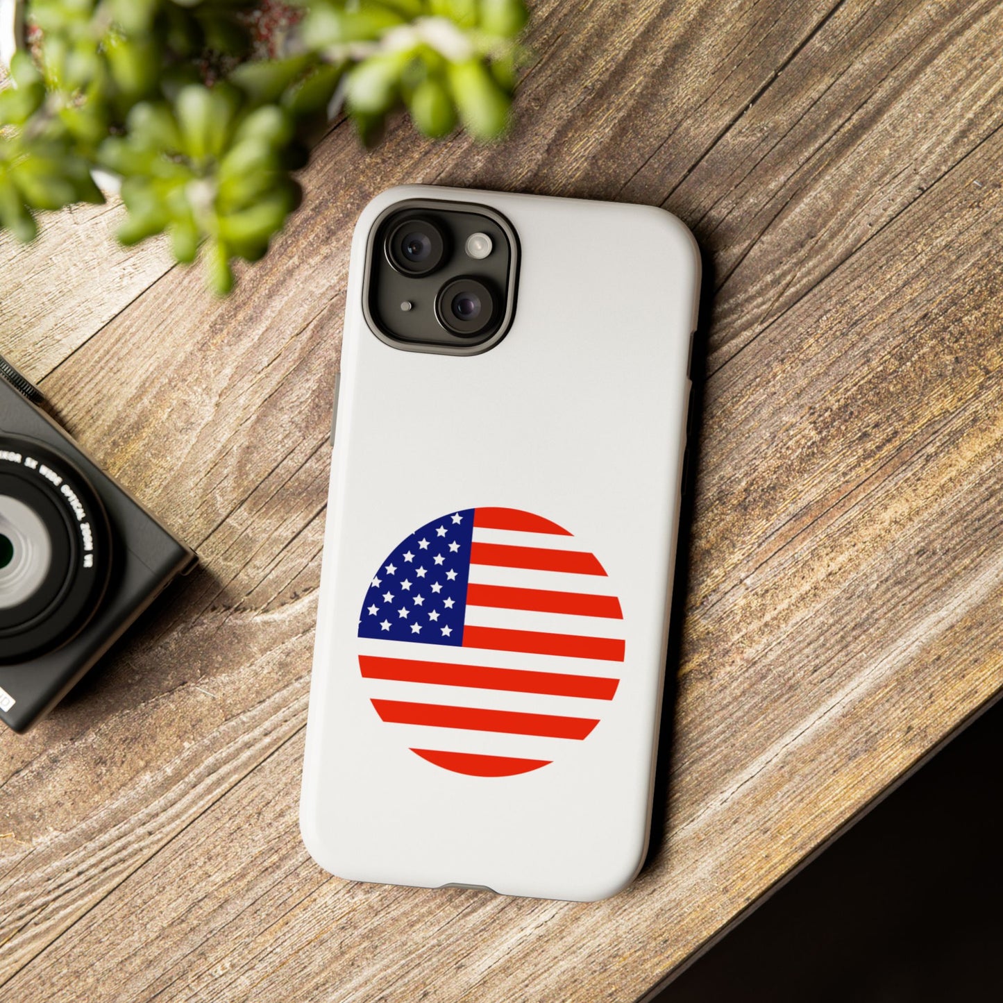 Circular USA Flag iPhone Case (Tough Case model series 15) by TokyoBill