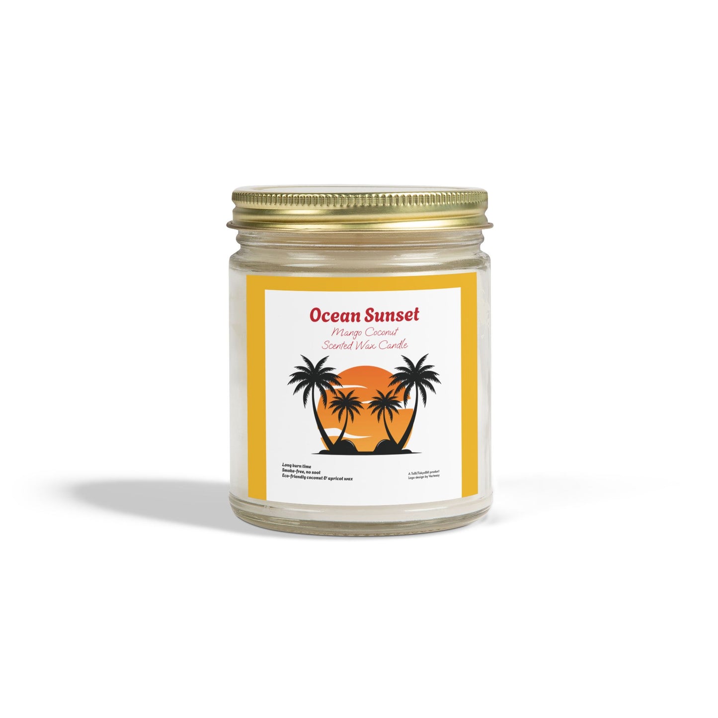 Ocean Sunset Mango Coconut scented wax candles (4oz, 9oz), by TokyoBill