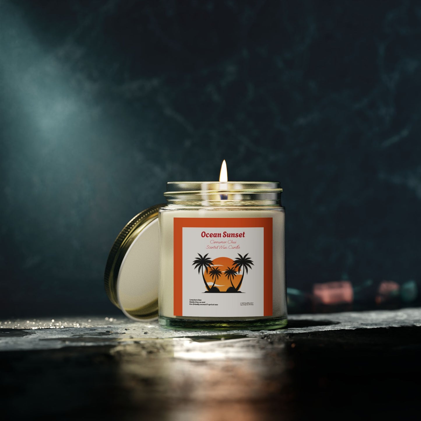 Ocean Sunset Cinnamon Chai scented wax candles (4oz, 9oz), by TokyoBill