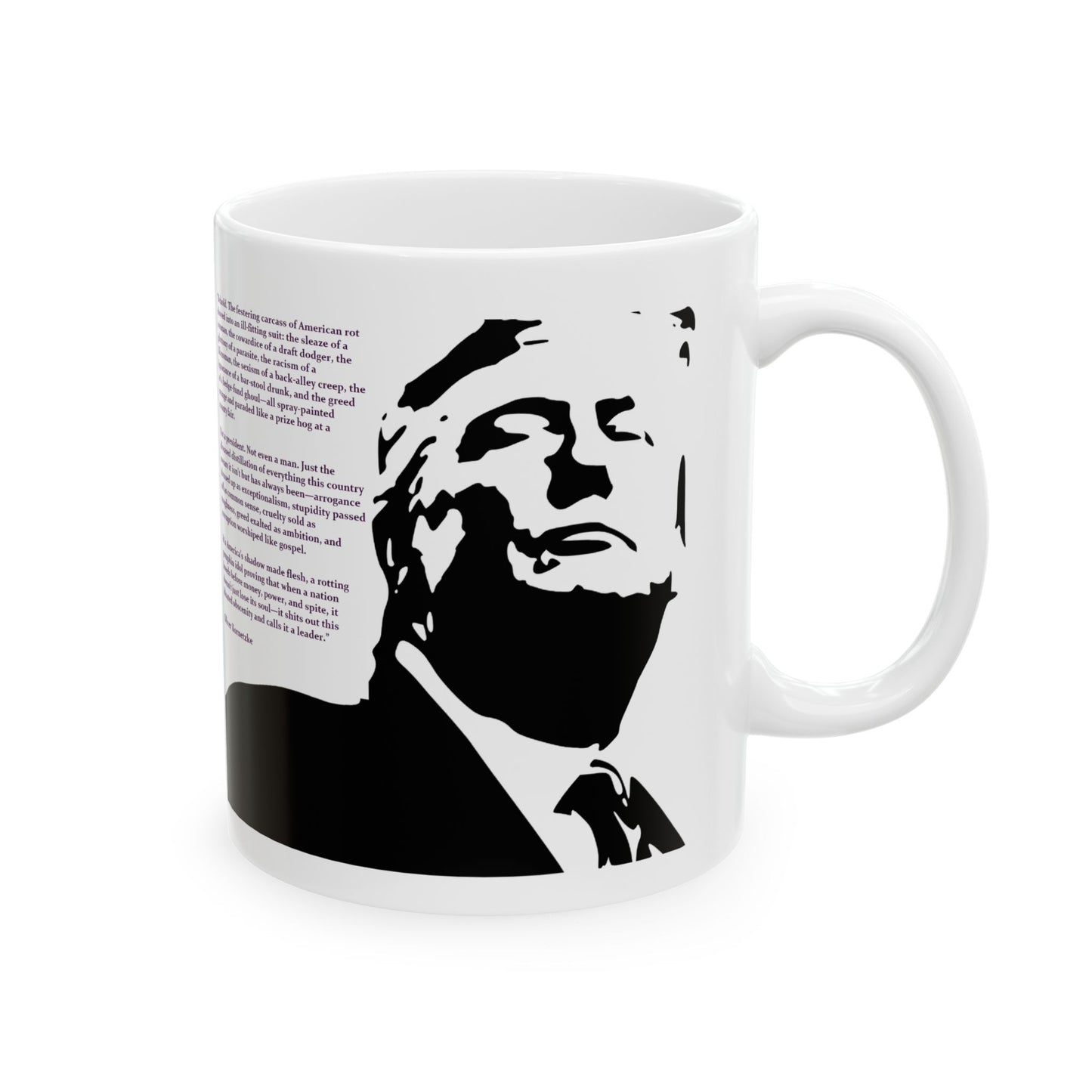 Coffee mug of Donald Trump as described by Oliver Kornetzke, by TokyoBill