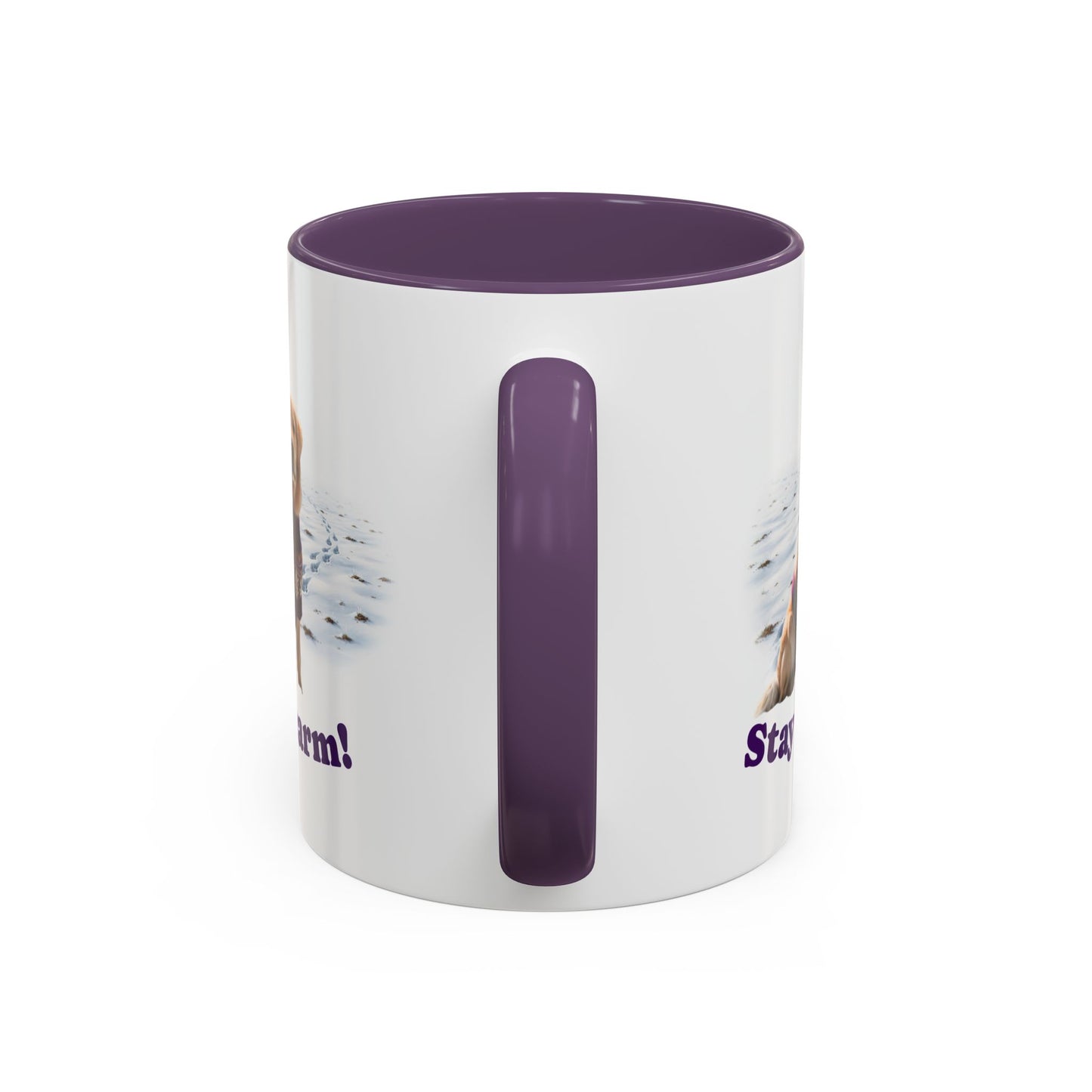 Two-tone Accent 11 oz Coffee Mug w/ Golden Retriever Sweater Dog, by TokyoBill