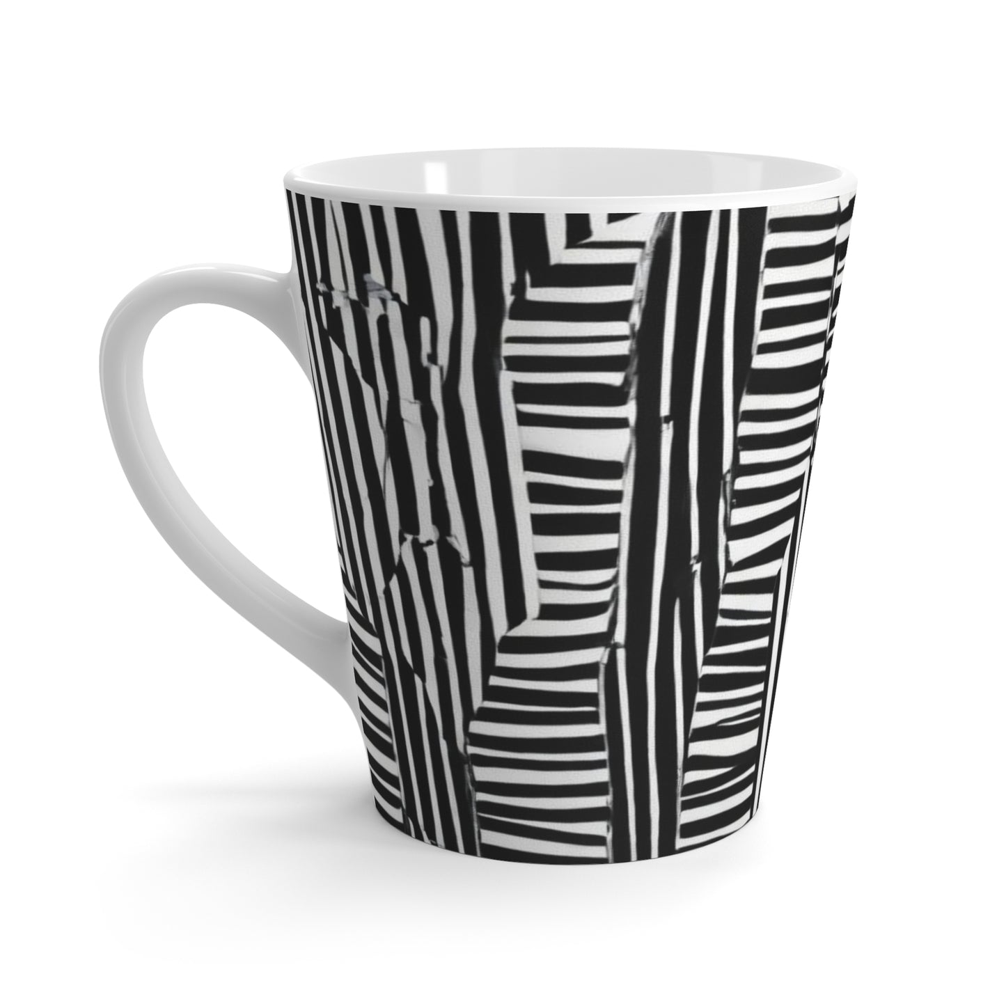 Abstract Black & White Stripes Latte Mug - Ideal for Coffee/Tea Lovers, by TokyoBill