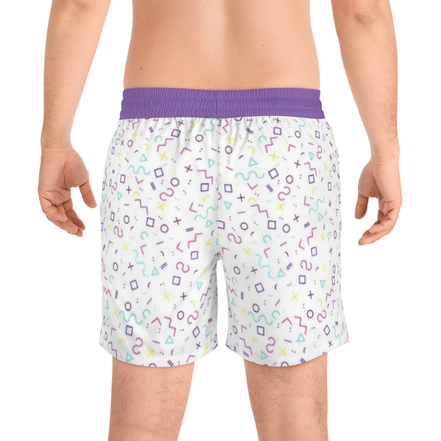 Colorful AOP Swim Shorts, Men's Beachwear, Summer Vacation Swimwear by TokyoBill