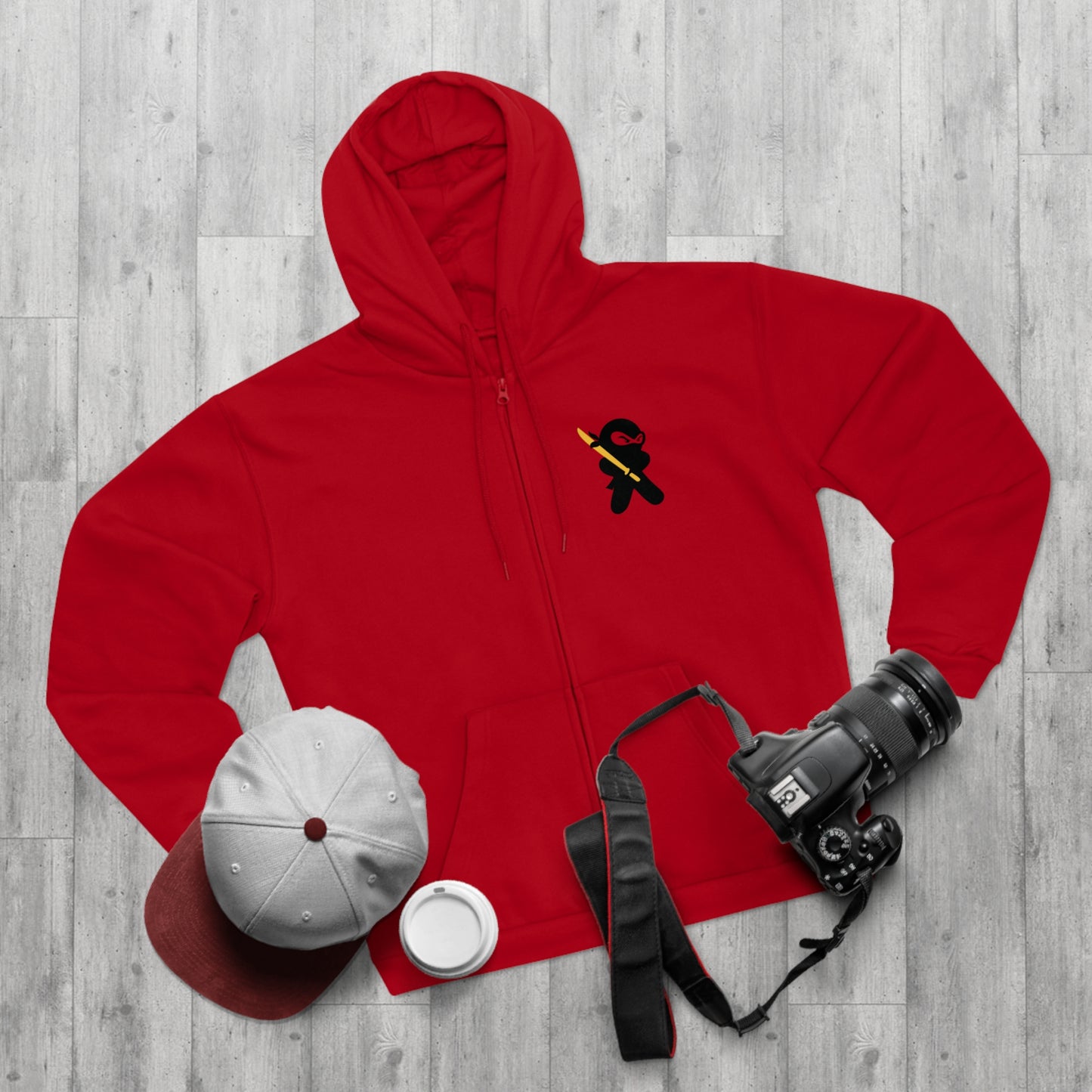 Unisex Zip-Up Hoodie, Ninja badge on chest, by TokyoBill