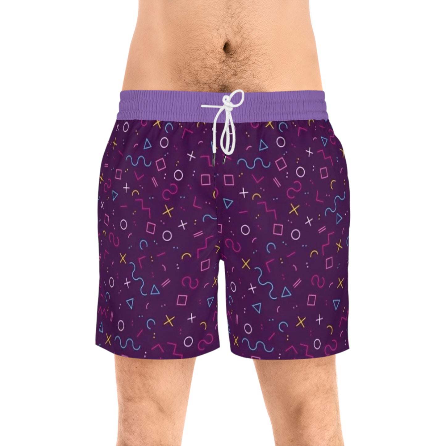 Colorful AOP Swim Shorts, Men's Beachwear, Summer Vacation Swimwear by TokyoBill