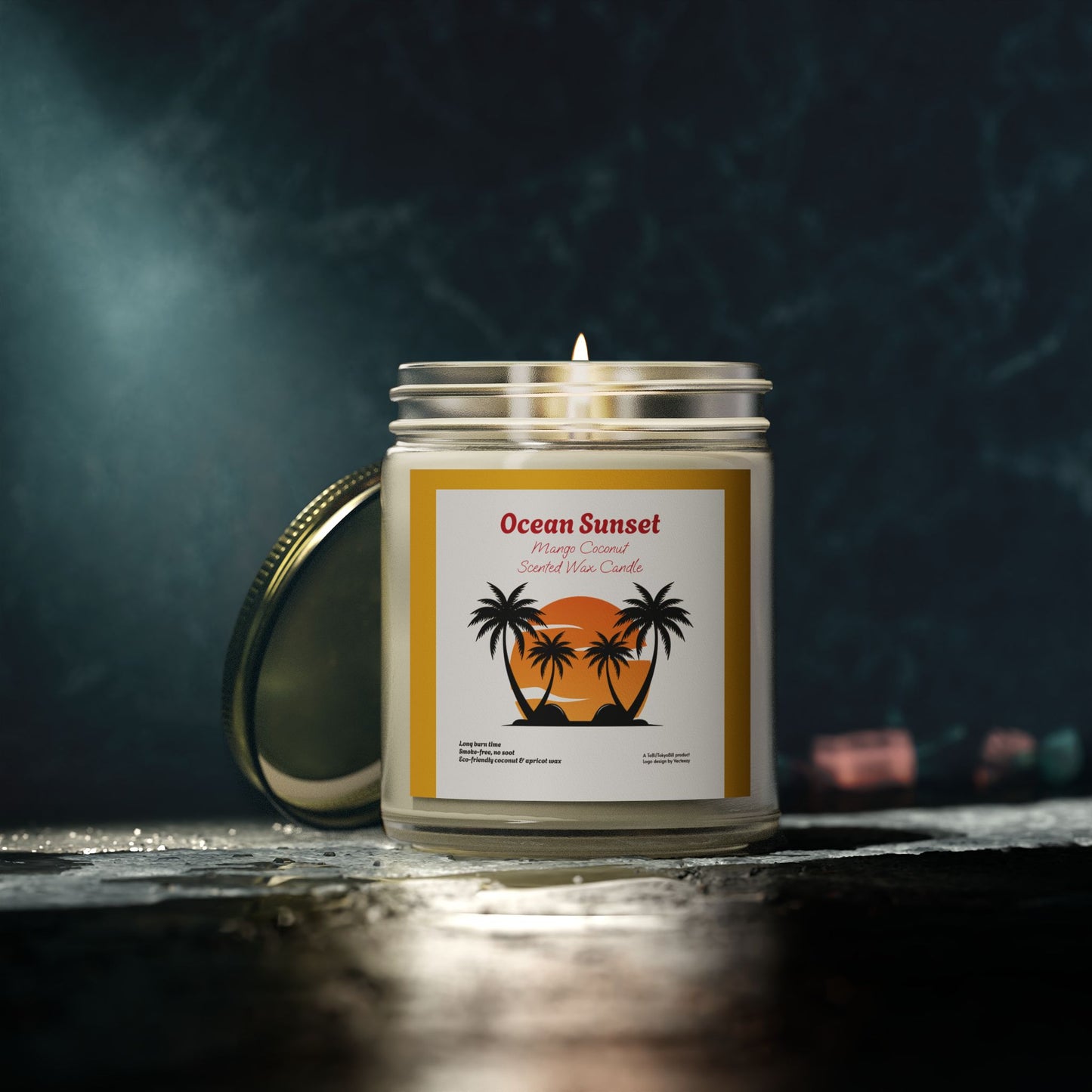 Ocean Sunset Mango Coconut scented wax candles (4oz, 9oz), by TokyoBill