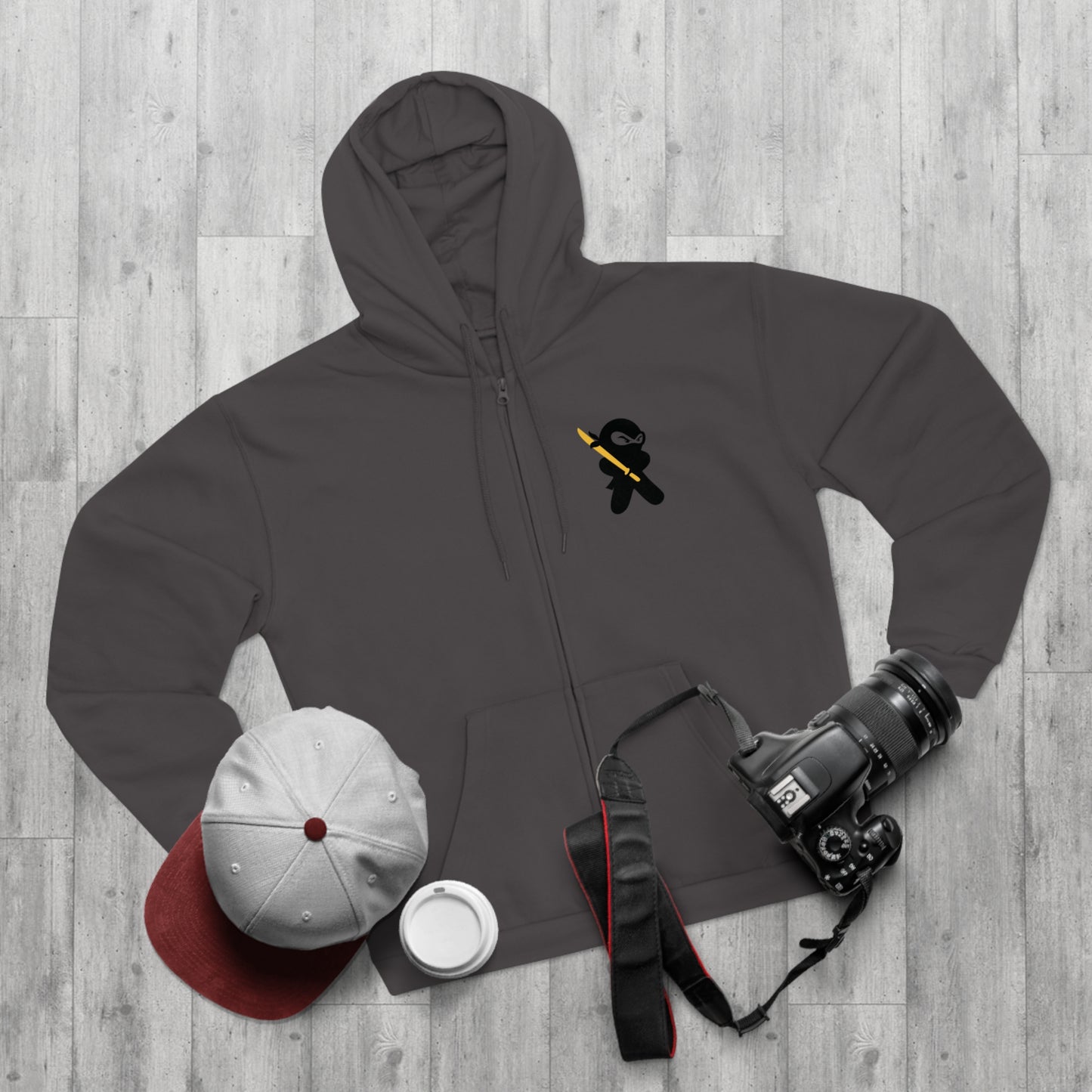Unisex Zip-Up Hoodie, Ninja badge on chest, by TokyoBill