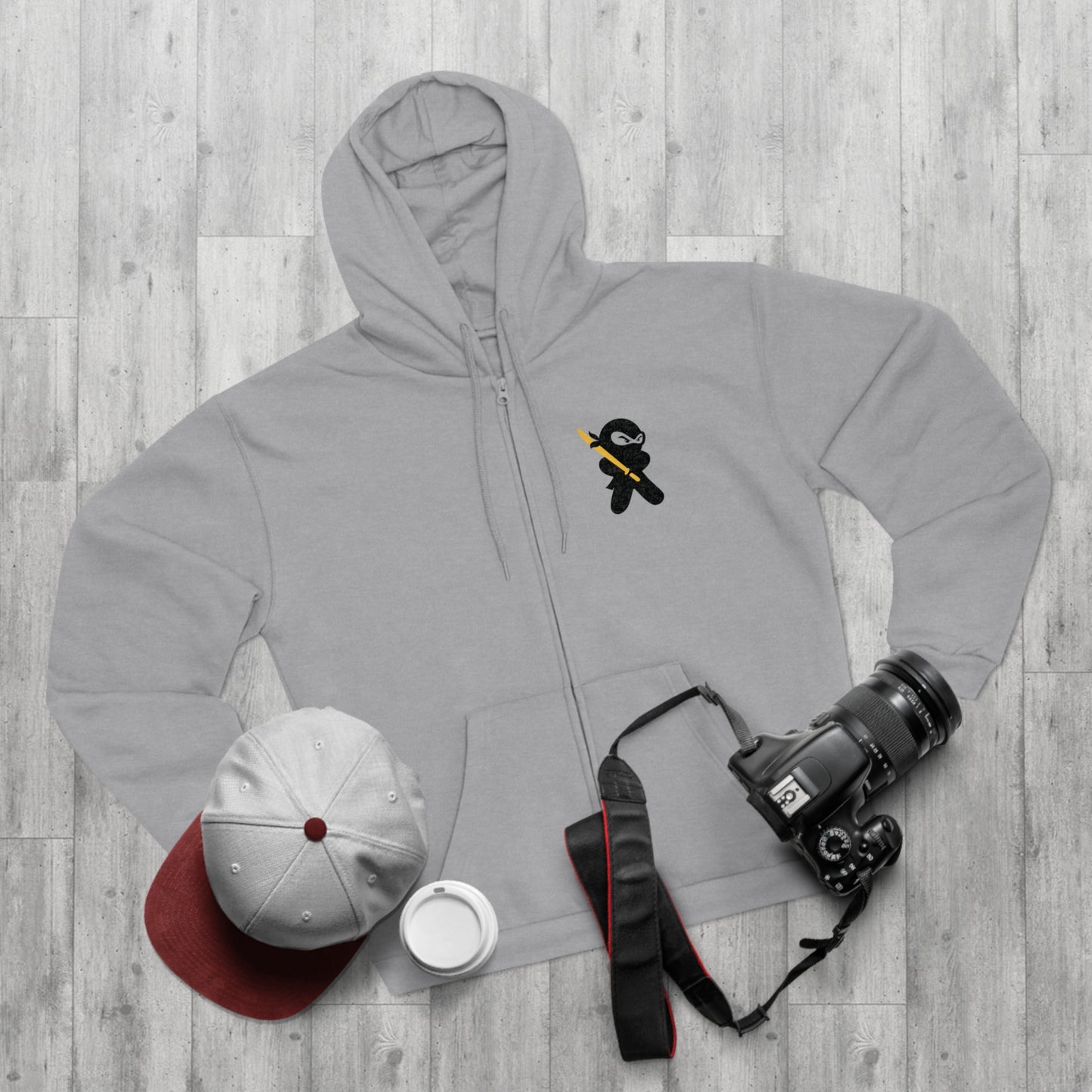 Unisex Zip-Up Hoodie, Ninja badge on chest, by TokyoBill