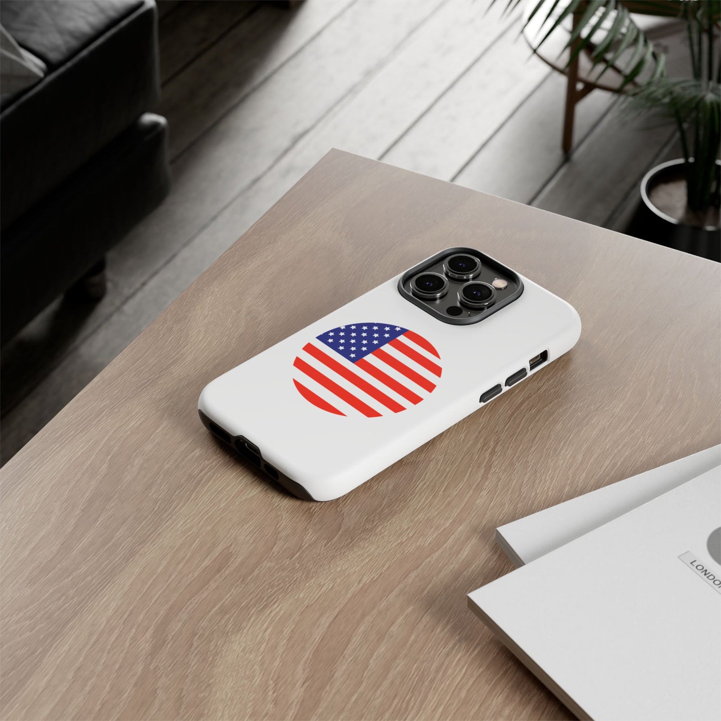 Circular USA Flag iPhone Case (Tough Case model series 14) by TokyoBill
