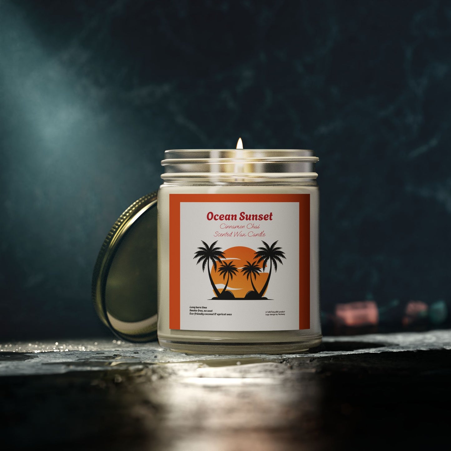 Ocean Sunset Cinnamon Chai scented wax candles (4oz, 9oz), by TokyoBill