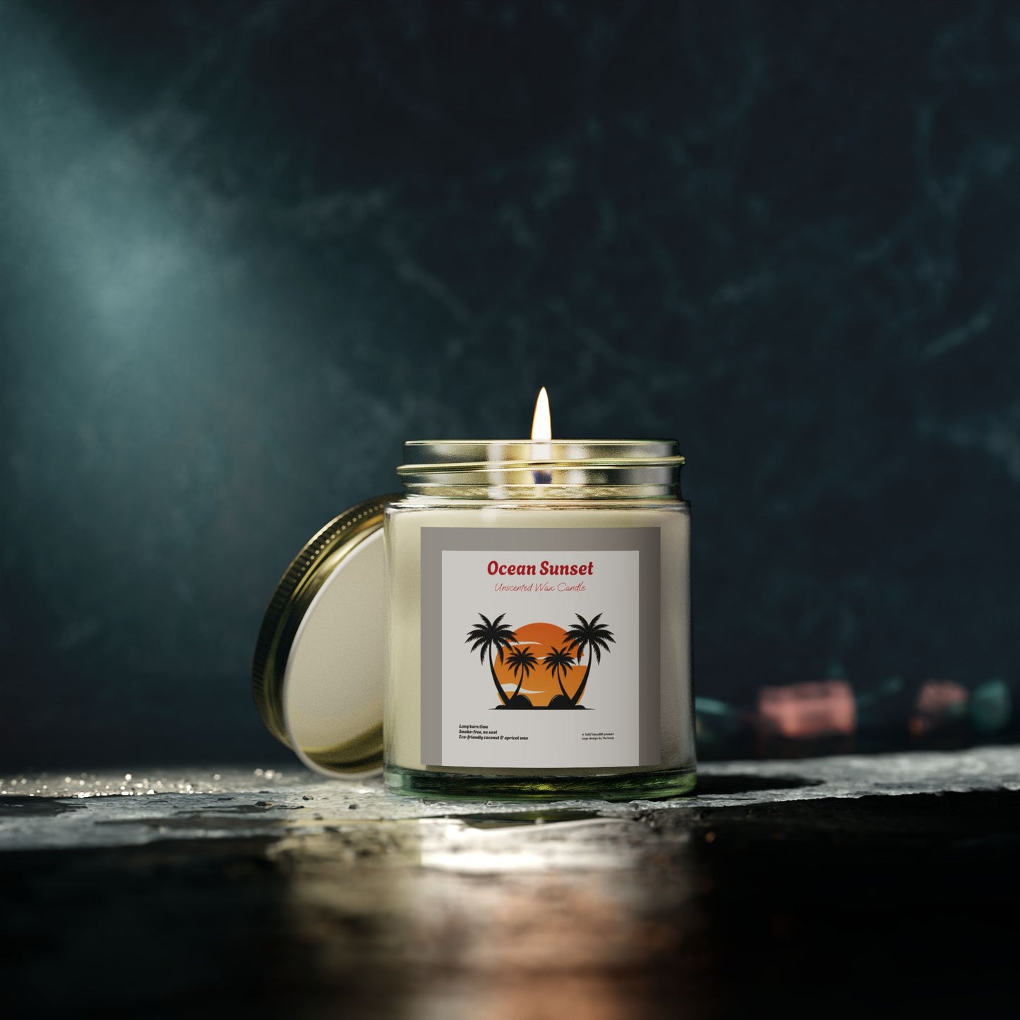 Ocean Sunset Unscented long-burn wax candles (4oz, 9oz), by TokyoBill