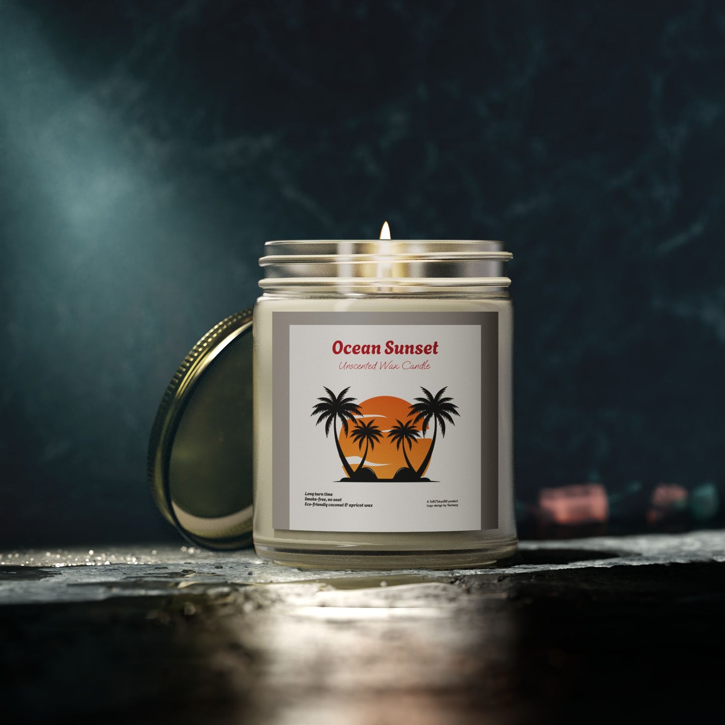 Ocean Sunset Unscented long-burn wax candles (4oz, 9oz), by TokyoBill