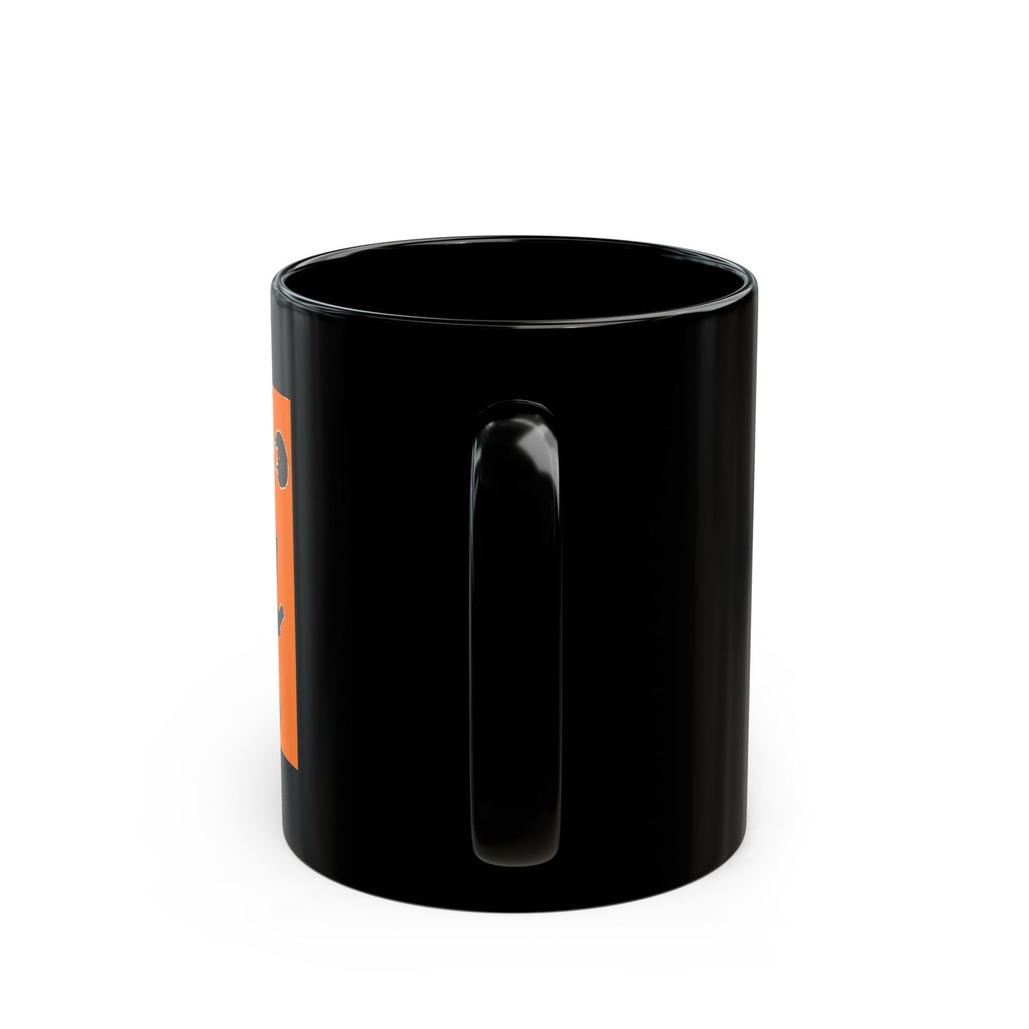 "Ninja" in kanji, orange on black 11 oz coffee mug, by TokyoBill