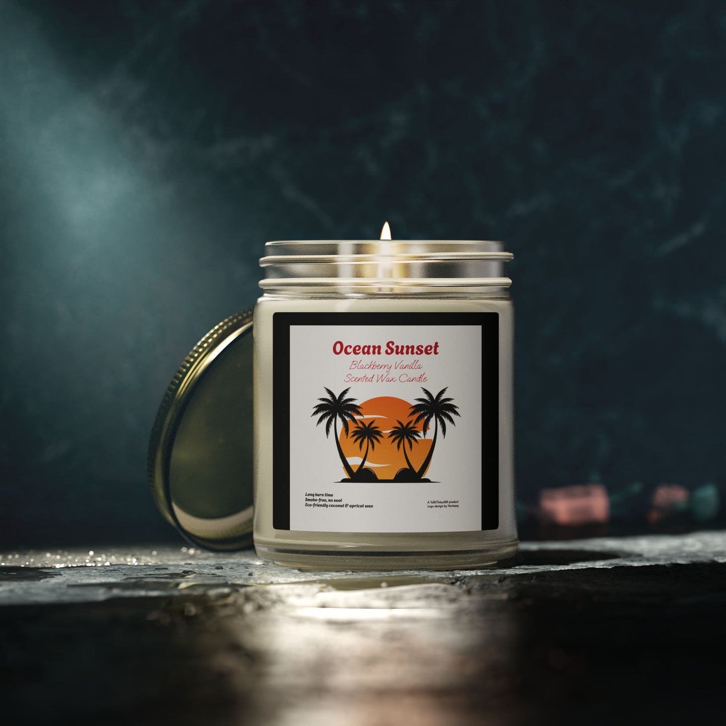 Ocean Sunset Blackberry Vanilla Scented Candle | Hand-Poured USA | Coconut Apricot Wax