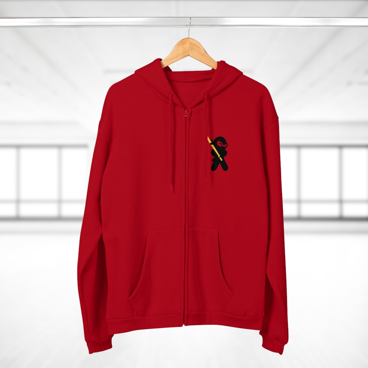 Unisex Zip-Up Hoodie, Ninja badge on chest, by TokyoBill