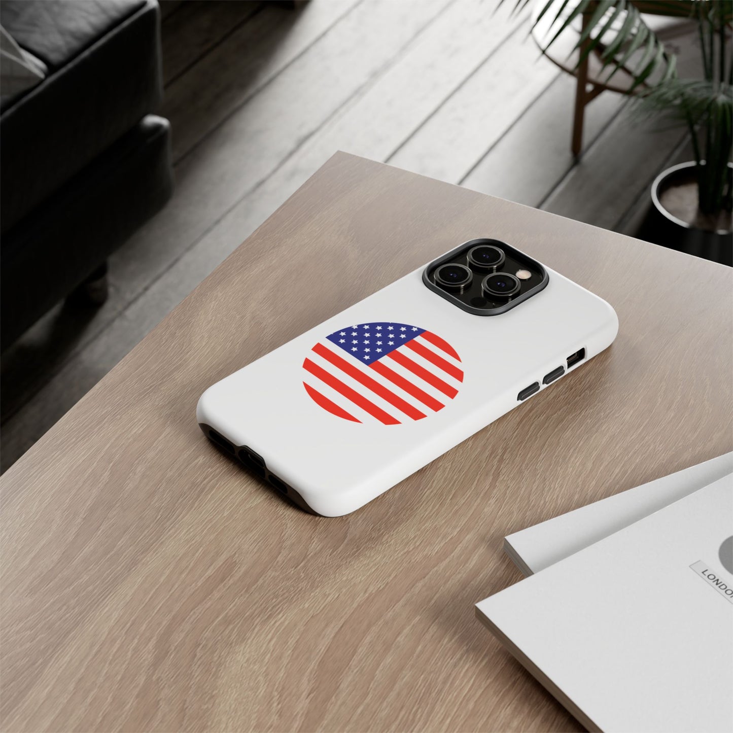Circular USA Flag iPhone Case (Tough Case model series 14) by TokyoBill