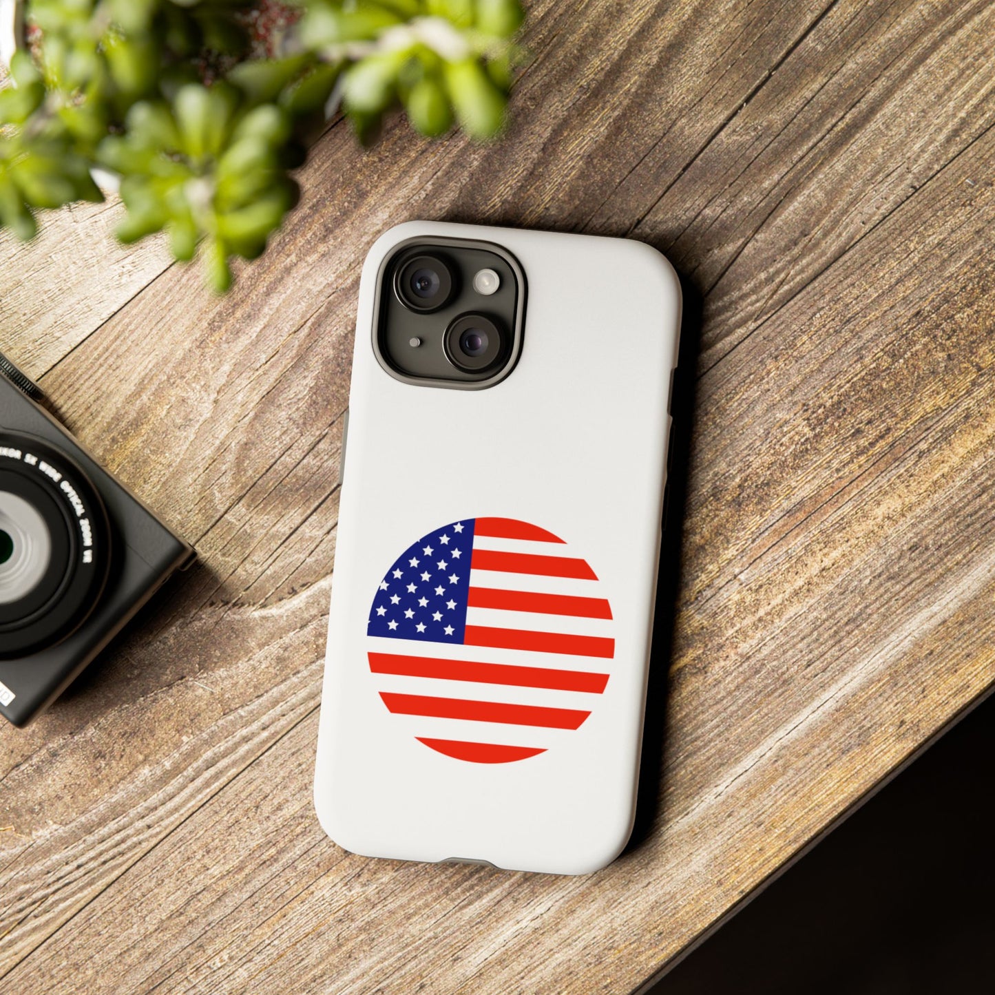 Circular USA Flag iPhone Case (Tough Case model series 15) by TokyoBill