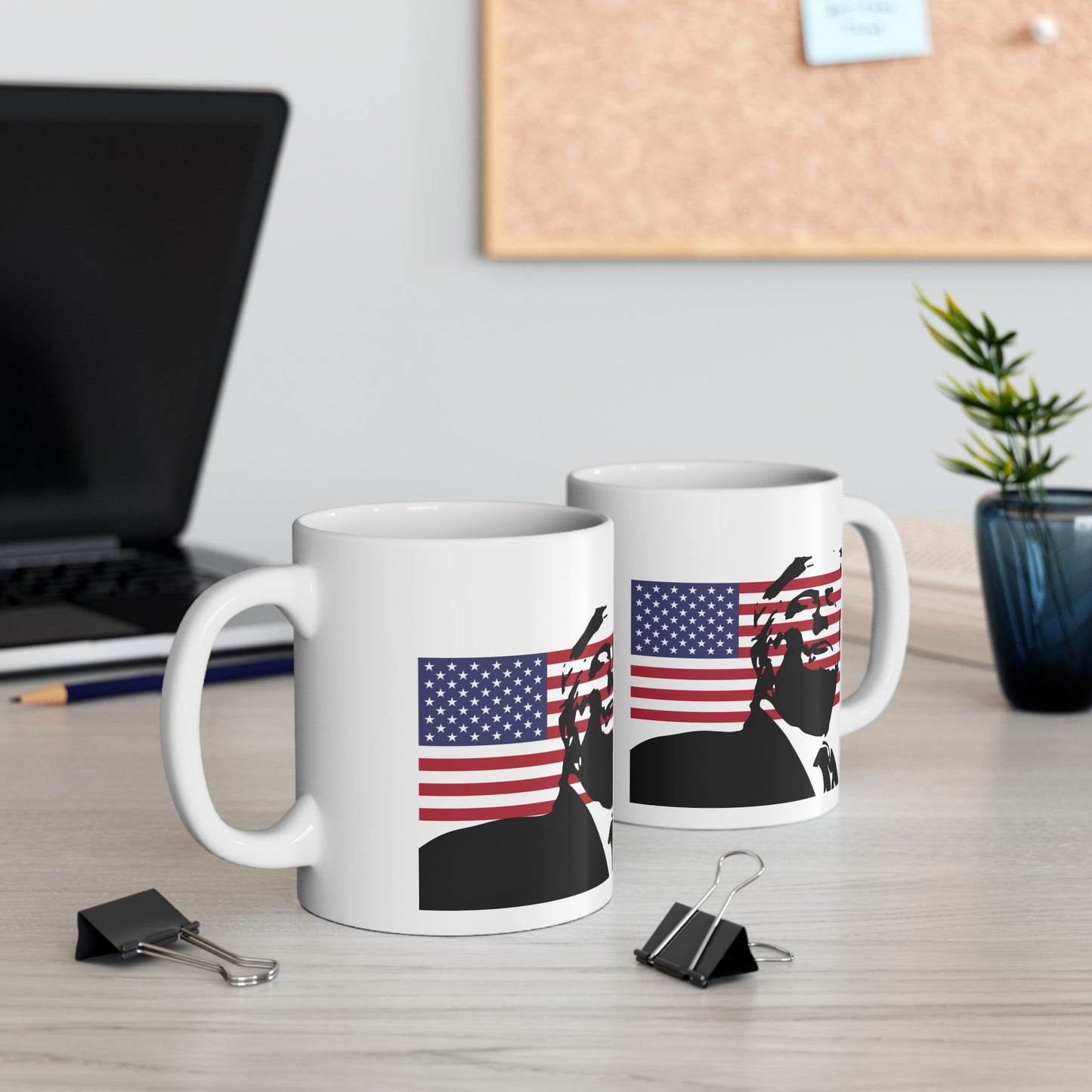 Patriotic Ceramic Mug - American Flag Design with Donald Trump, by TokyoBill