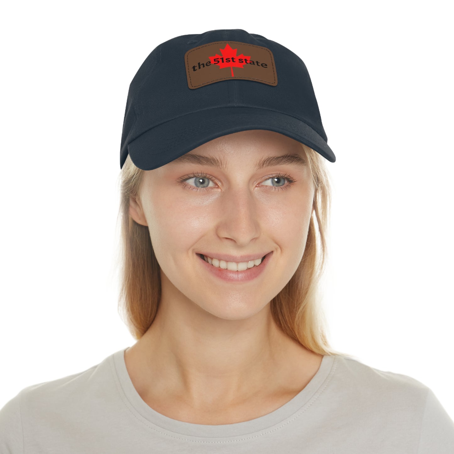 "the 51st state" -- Original Leather Patch Dad Hat by TokyoBill