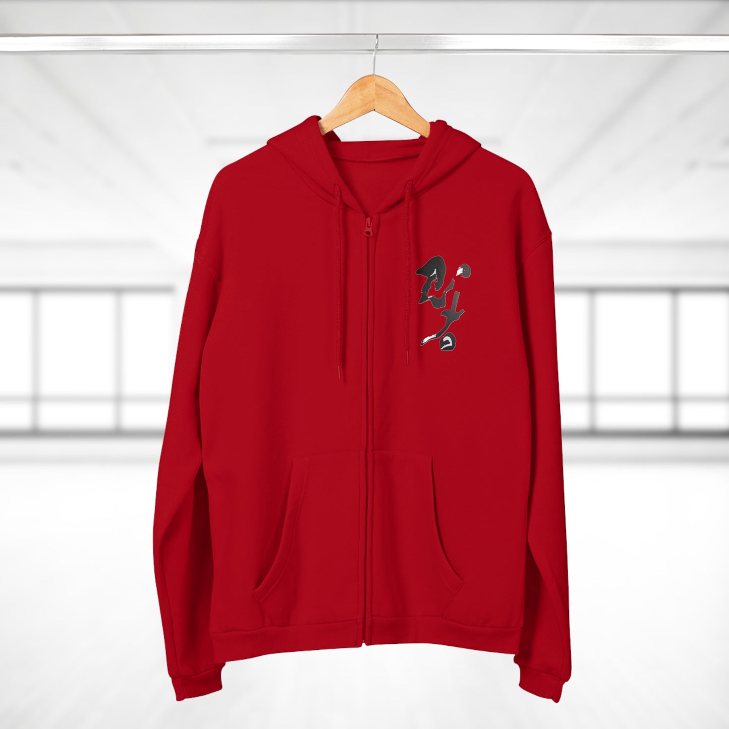 Unisex Zip-Up Hoodie w/Japanese 'Ninja' kanji, by TokyoBill