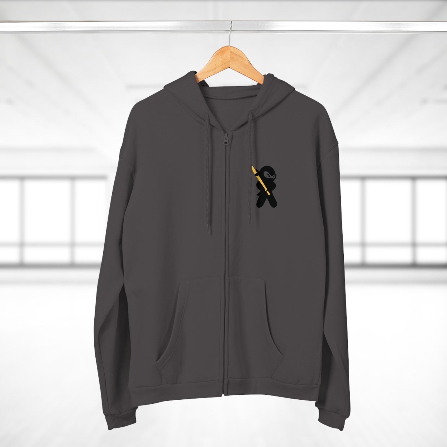 Unisex Zip-Up Hoodie, Ninja badge on chest, by TokyoBill
