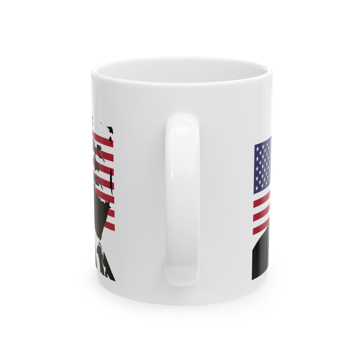 Patriotic Ceramic Mug - American Flag Design with Donald Trump, by TokyoBill