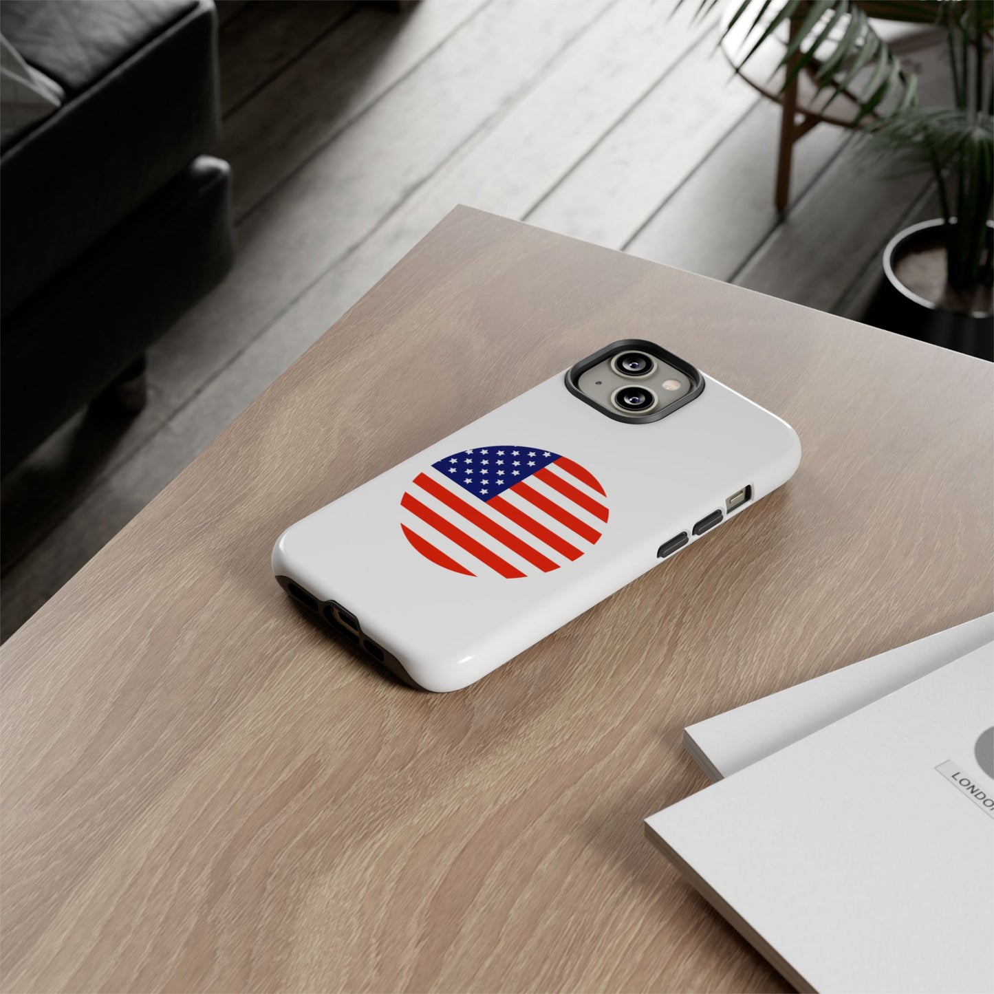 Circular USA Flag iPhone Case (Tough Case model series 14) by TokyoBill