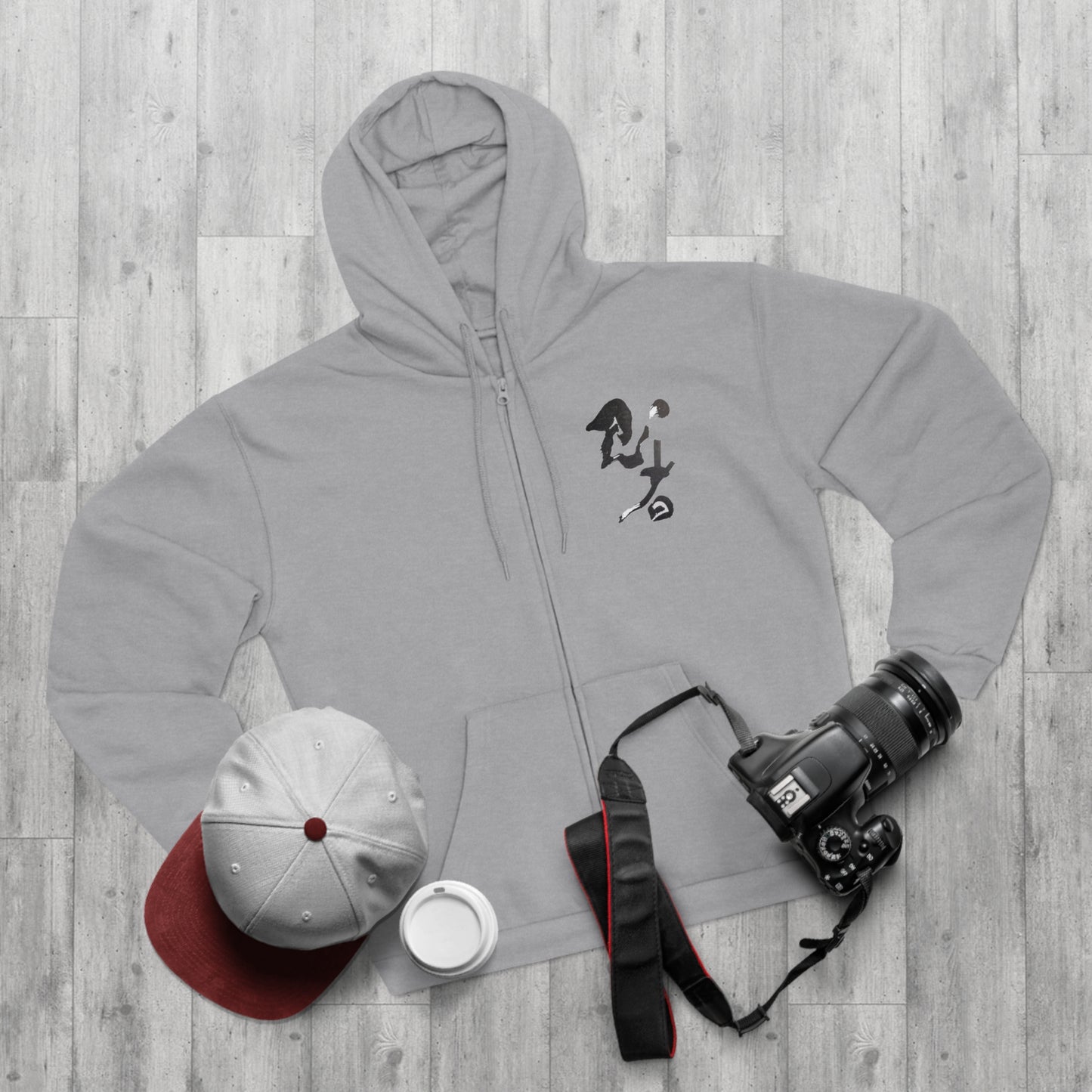 Unisex Zip-Up Hoodie w/Japanese 'Ninja' kanji, by TokyoBill