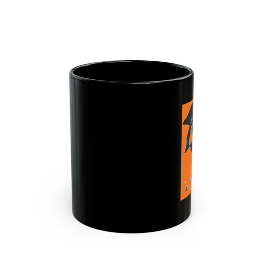 "Ninja" in kanji, orange on black 11 oz coffee mug, by TokyoBill