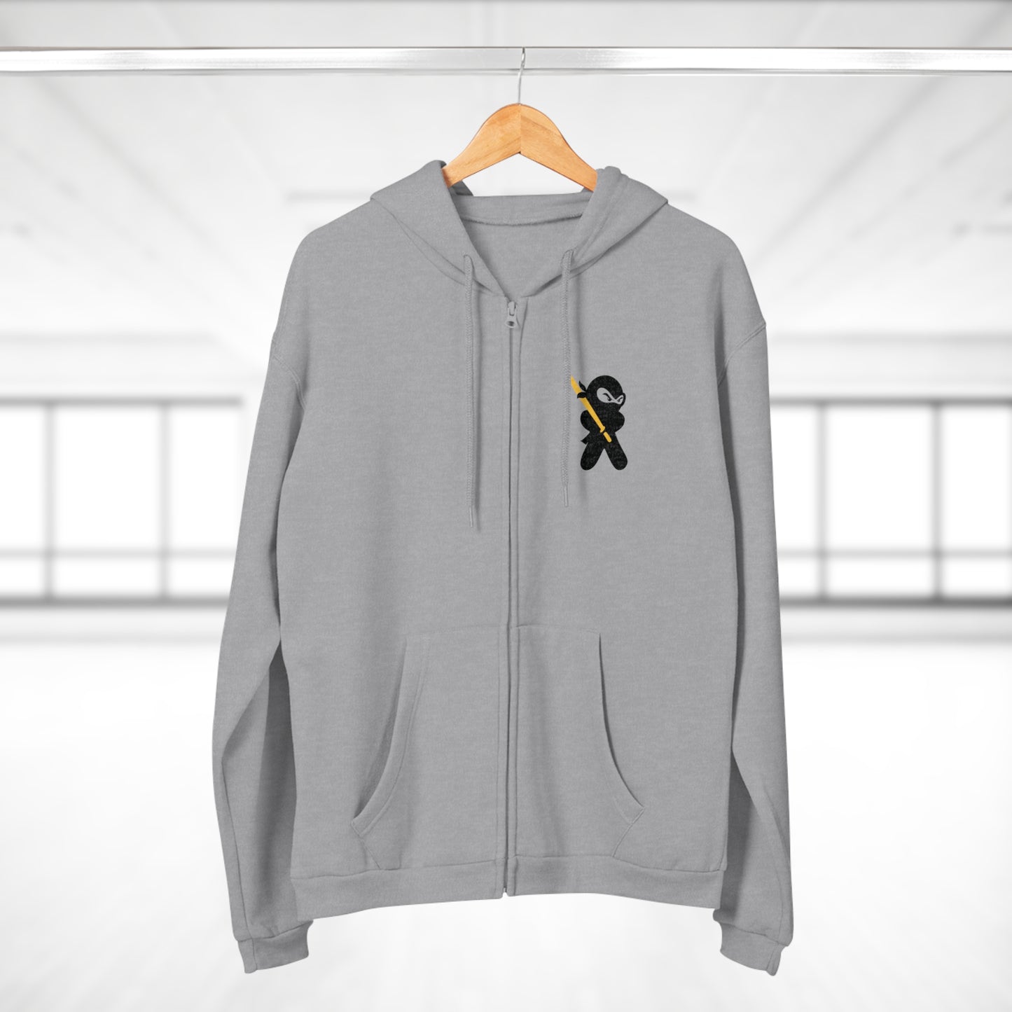Unisex Zip-Up Hoodie, Ninja badge on chest, by TokyoBill
