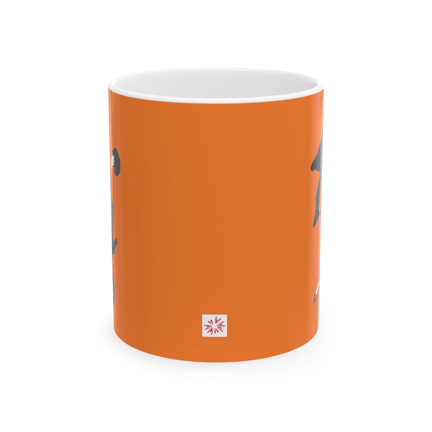 Orange over white Mug (11 oz) 'Ninja' in kanji, by TokyoBill