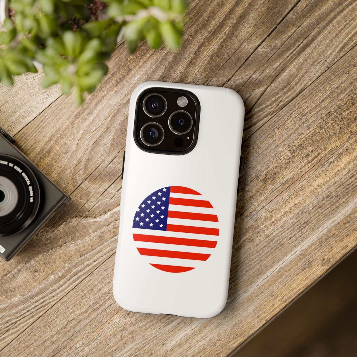 Circular USA Flag iPhone Case (Tough Case model series 16) by TokyoBill