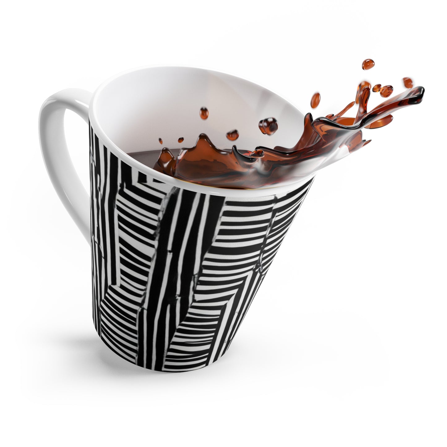 Abstract Black & White Stripes Latte Mug - Ideal for Coffee/Tea Lovers, by TokyoBill
