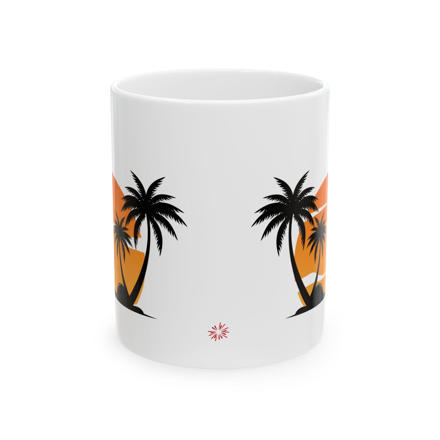 White Coffee Mug (11 oz) Palm Trees & Setting Sun, by TokyoBill