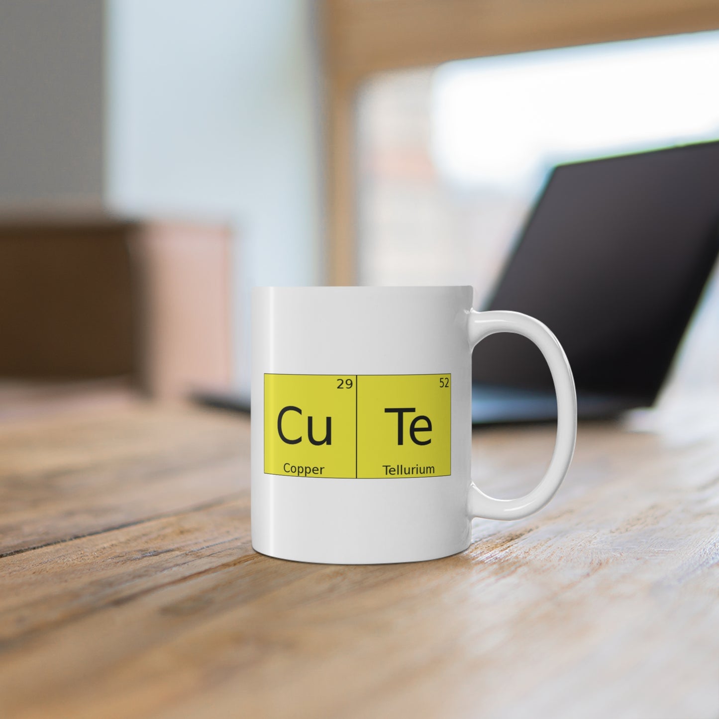 Coffee Cup w/Chemistry | 'CuTe' Copper Tellurium Periodic Table Mug, by TokyoBill