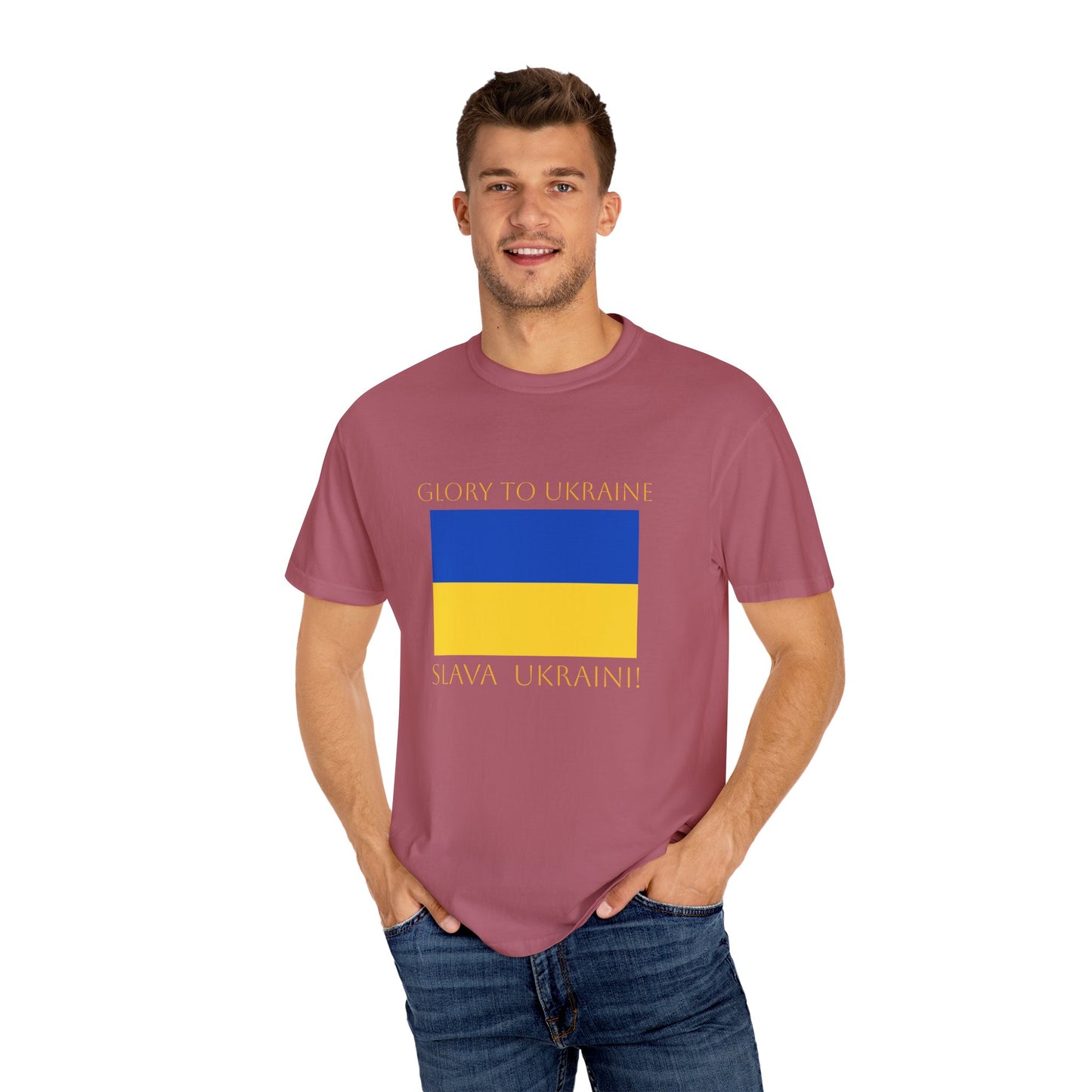 "Glory to Ukraine" Unisex Garment-Dyed T-shirt, Ukraine Support Tee by TokyoBill