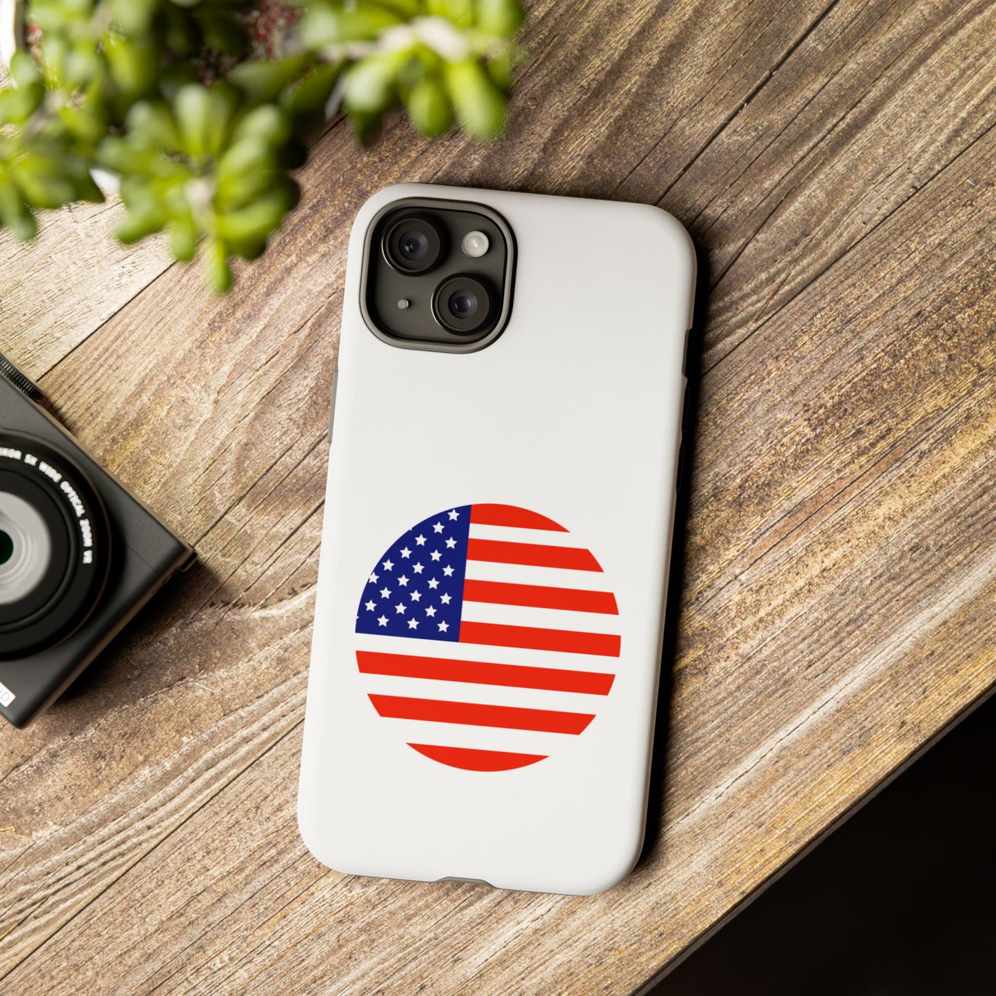 Circular USA Flag iPhone Case (Tough Case model series 15) by TokyoBill