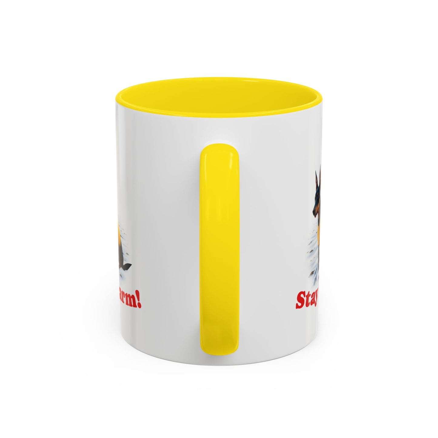Two-tone Accent 11 oz Coffee Mug w/ Miniature Pinscher Sweater Dog, by TokyoBill