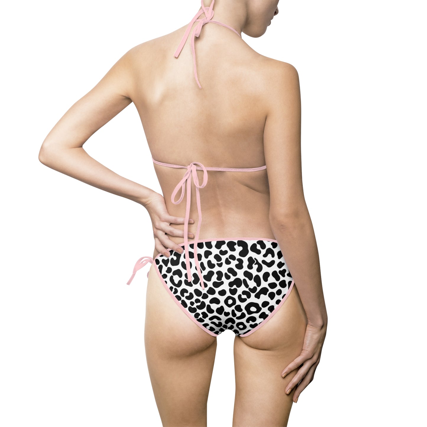 White Leopard Print Pattern Bikini, Women's Summer Swimwear by TokyoBill