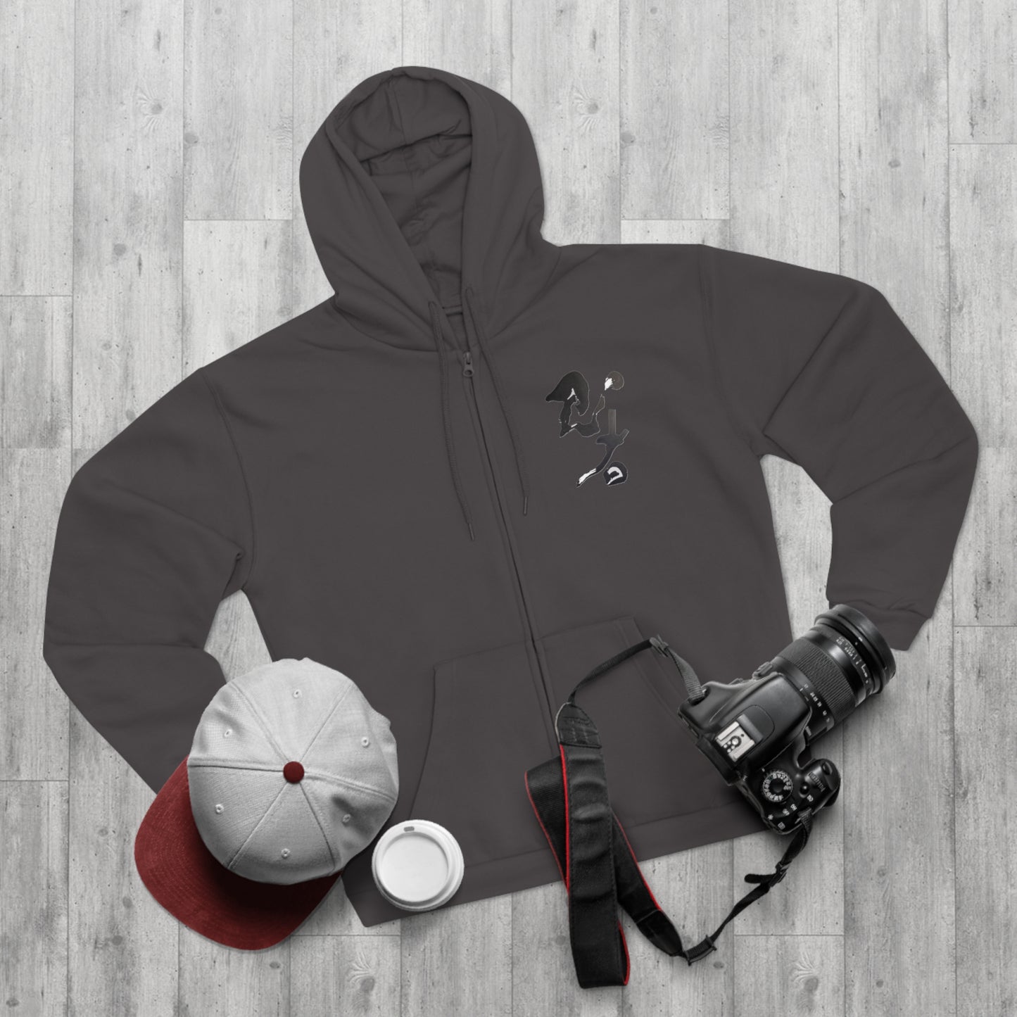 Unisex Zip-Up Hoodie w/Japanese 'Ninja' kanji, by TokyoBill