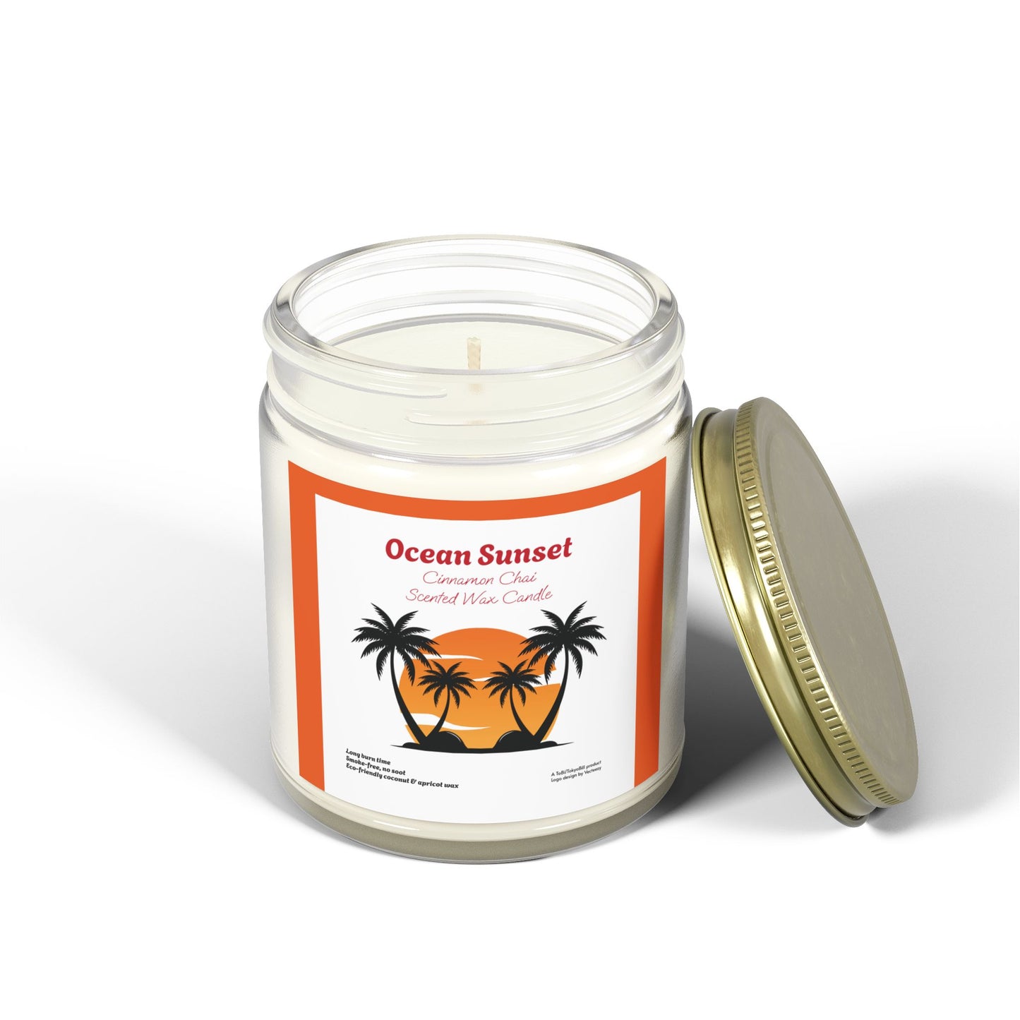 Ocean Sunset Cinnamon Chai scented wax candles (4oz, 9oz), by TokyoBill